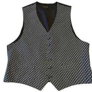 Santana Mens Size Large Black and White Patterned Tuxedo Vest